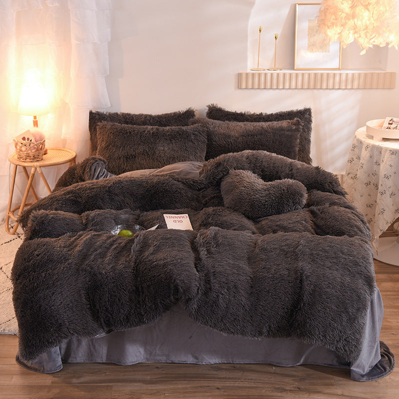 CloudLuxe™ Luxury Thick Fleece Duvet Cover Set – Fluffy Shaggy Plush Bedding, Queen/King Size, Ultra Soft & Warm for Winter