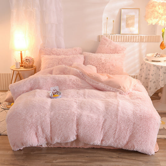 CloudLuxe™ Luxury Thick Fleece Duvet Cover Set – Fluffy Shaggy Plush Bedding, Queen/King Size, Ultra Soft & Warm for Winter