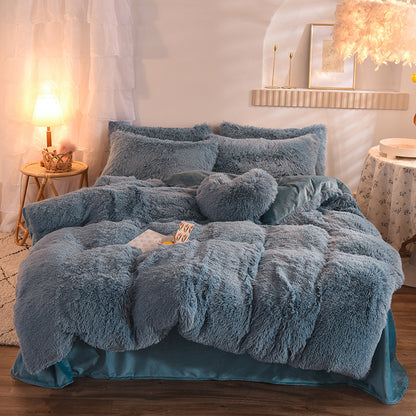 CloudLuxe™ Luxury Thick Fleece Duvet Cover Set – Fluffy Shaggy Plush Bedding, Queen/King Size, Ultra Soft & Warm for Winter