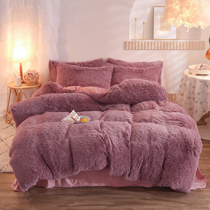 CloudLuxe™ Luxury Thick Fleece Duvet Cover Set – Fluffy Shaggy Plush Bedding, Queen/King Size, Ultra Soft & Warm for Winter