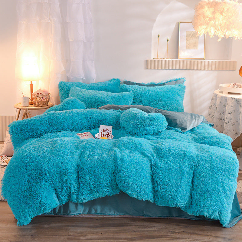 CloudLuxe™ Luxury Thick Fleece Duvet Cover Set – Fluffy Shaggy Plush Bedding, Queen/King Size, Ultra Soft & Warm for Winter
