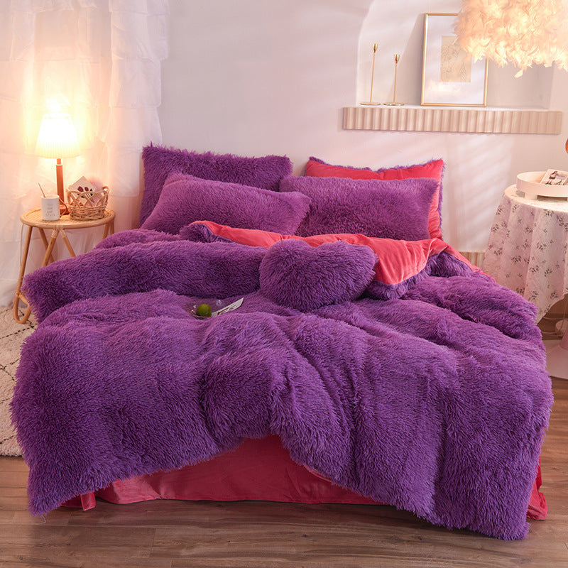 CloudLuxe™ Luxury Thick Fleece Duvet Cover Set – Fluffy Shaggy Plush Bedding, Queen/King Size, Ultra Soft & Warm for Winter