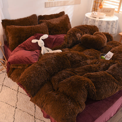 CloudLuxe™ Luxury Thick Fleece Duvet Cover Set – Fluffy Shaggy Plush Bedding, Queen/King Size, Ultra Soft & Warm for Winter